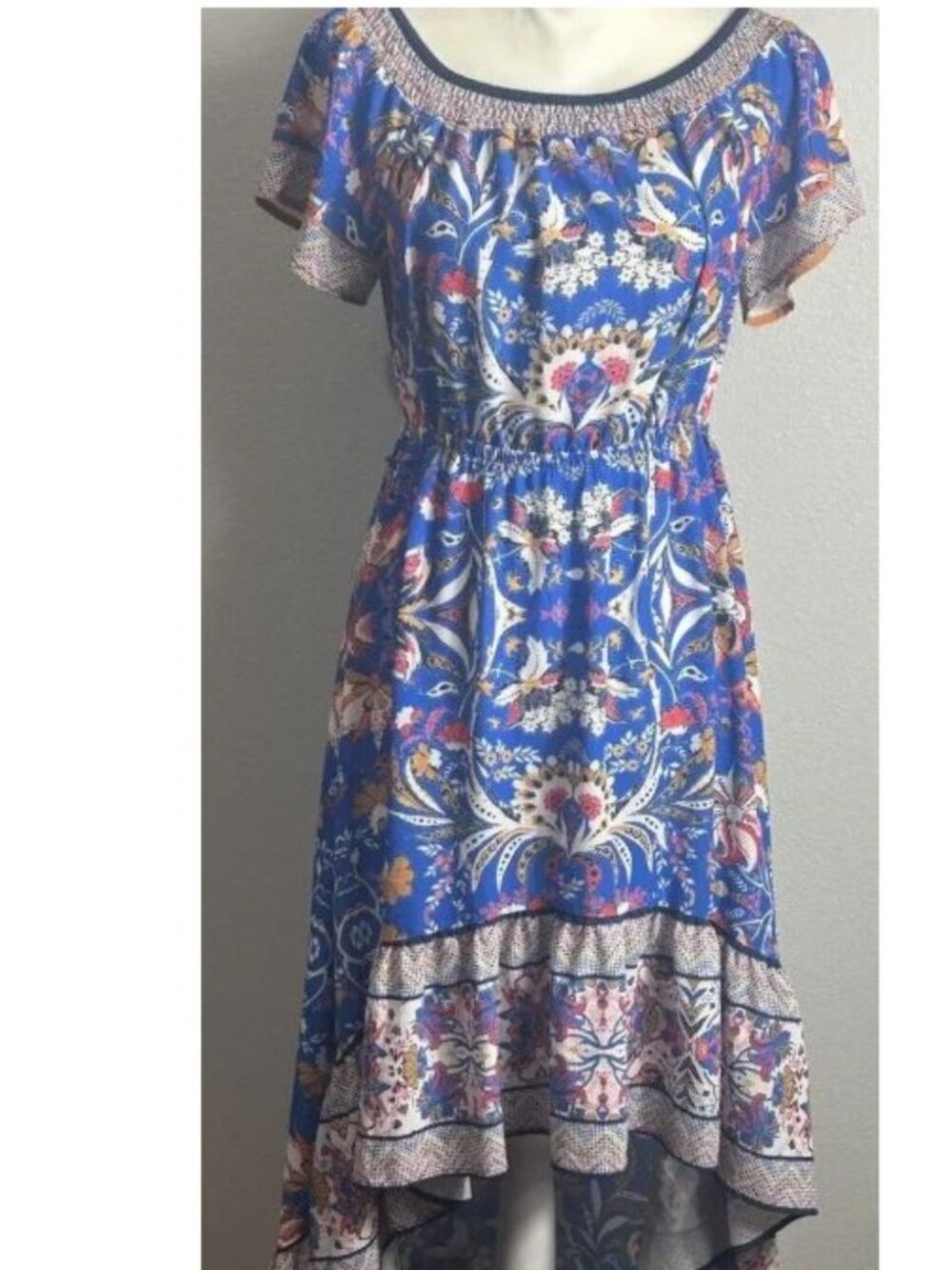 Kiki LaRue Ruffle Hem Hi-Lo Dress Vibrant Colors Dress Size Medium